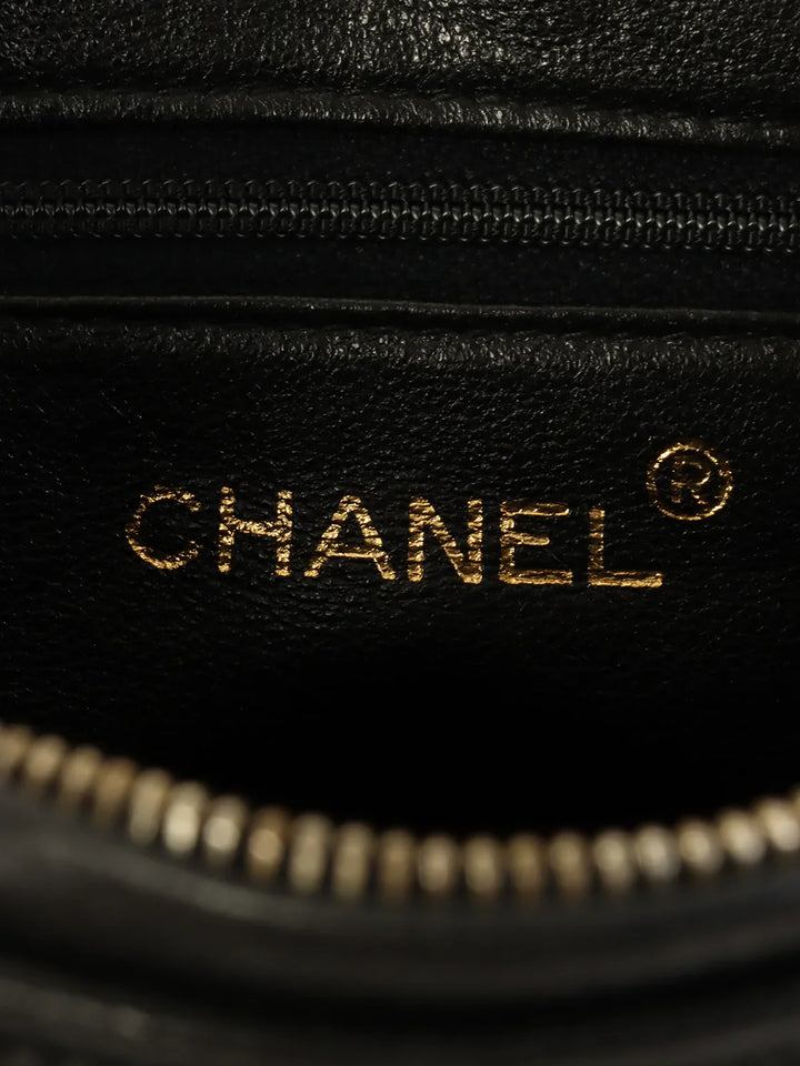 Chanel Around 1992 Made Caviar Skin Cc Mark Stitch Chain Shoulder Bag Black