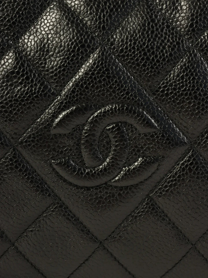 Chanel Around 1992 Made Caviar Skin Cc Mark Stitch Chain Shoulder Bag Black