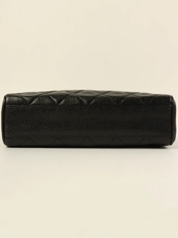 Chanel Around 1992 Made Caviar Skin Cc Mark Stitch Chain Shoulder Bag Black