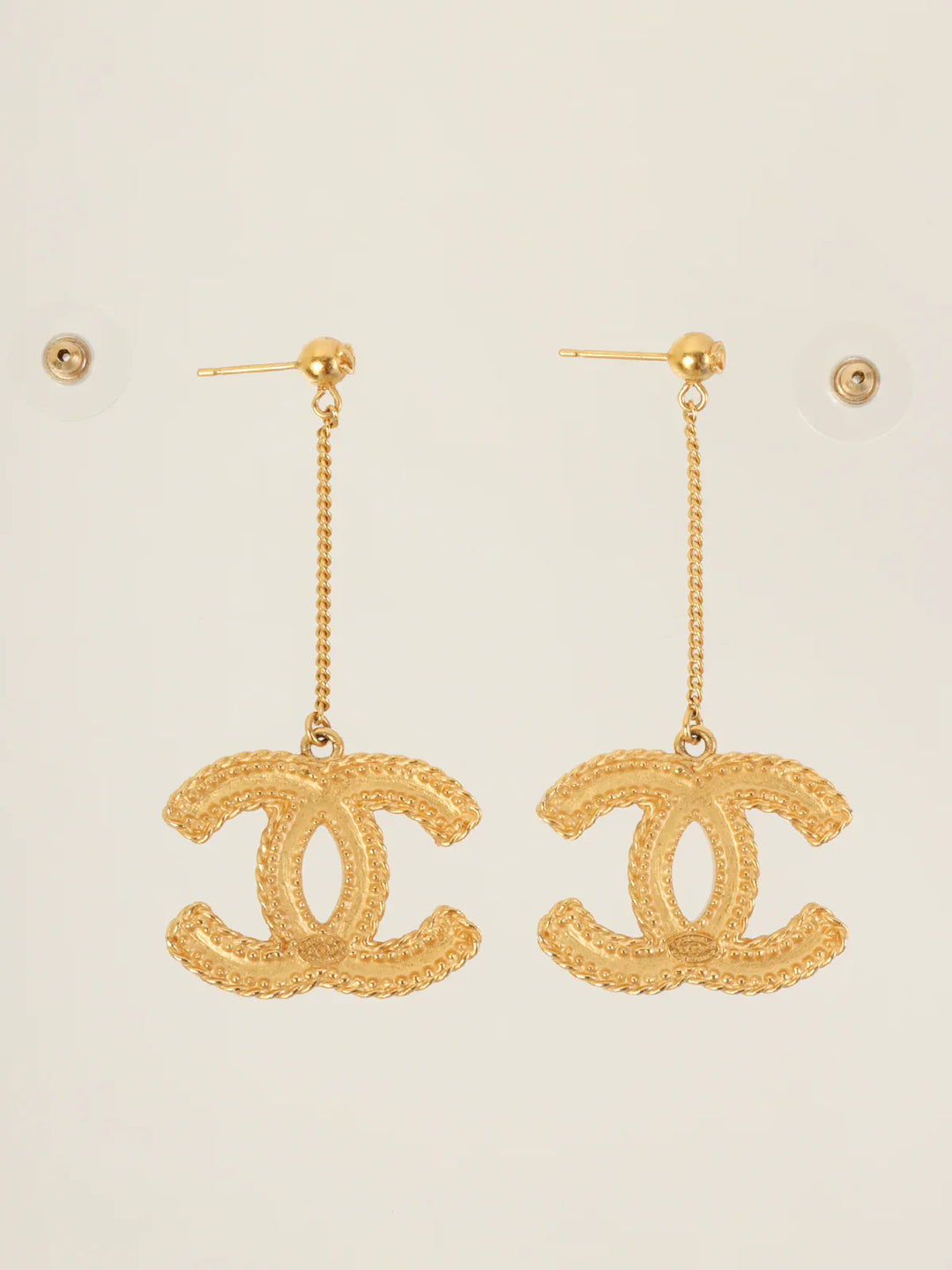 Chanel 2013 Made Cc Mark Swing Pierced Earrings Gold