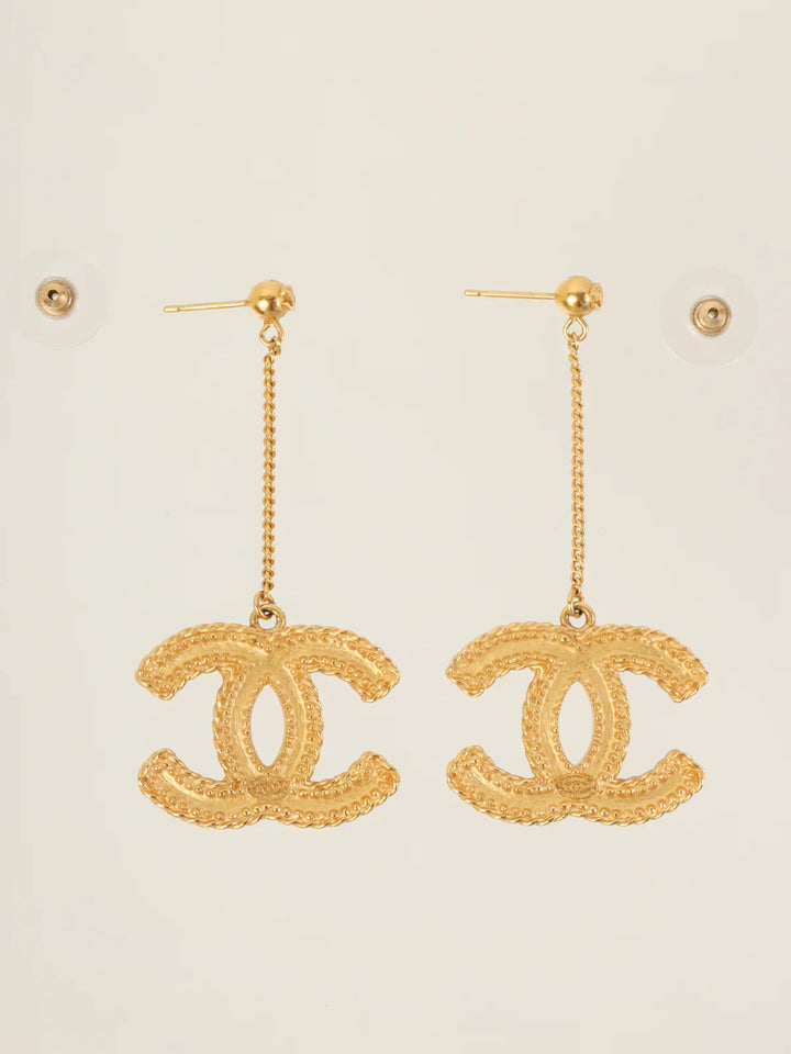 Chanel 2013 Made Cc Mark Swing Pierced Earrings Gold