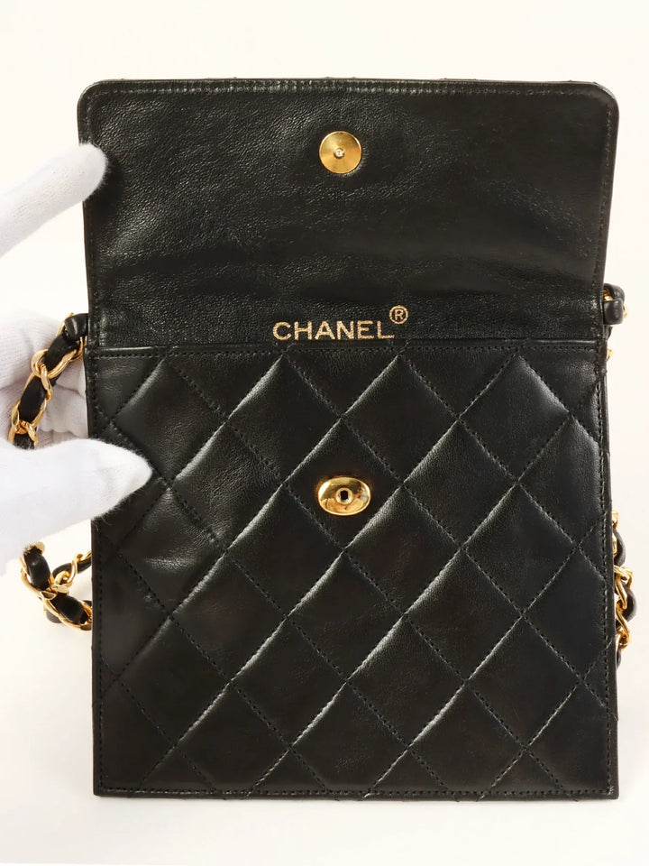 Chanel Around 1985~1990 Made Mini Cc Mark Plate Mini Chain Bag Black