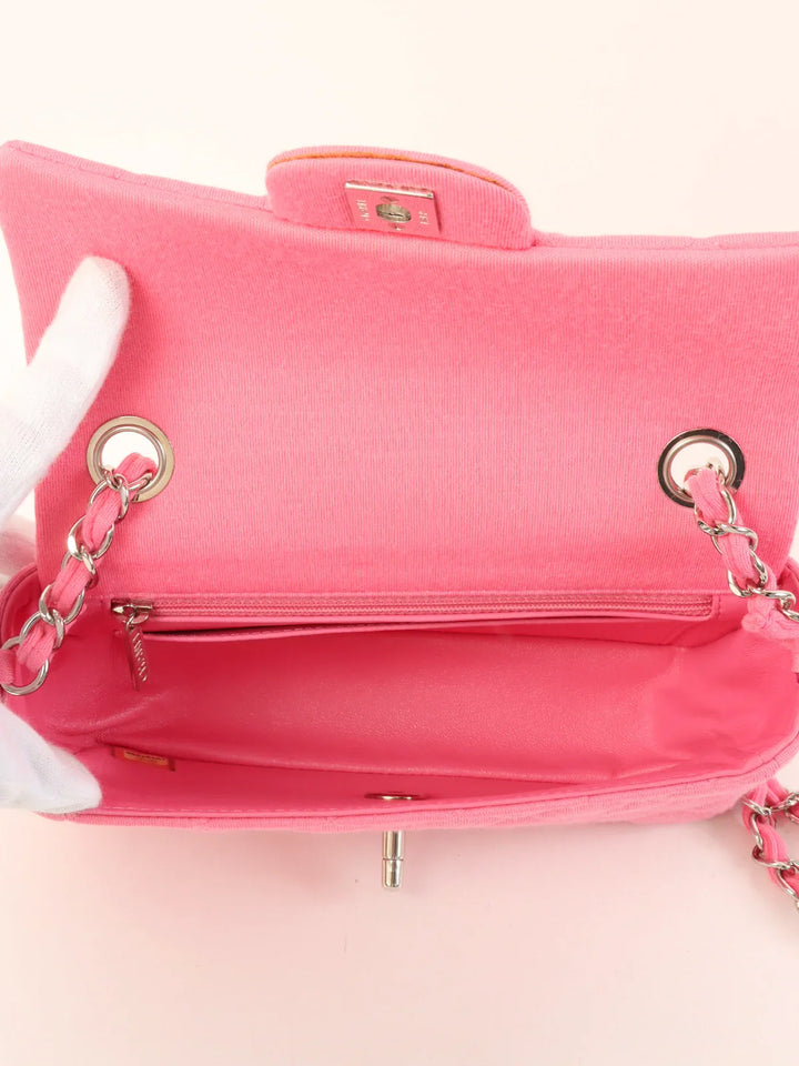 Chanel Around 2014 Made Cotton Turn-Lock Shoulder Bag Pink