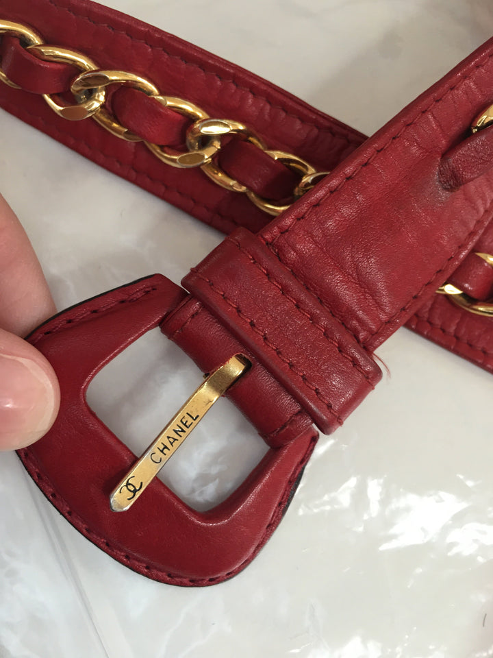 Chanel Belt in Red Leather