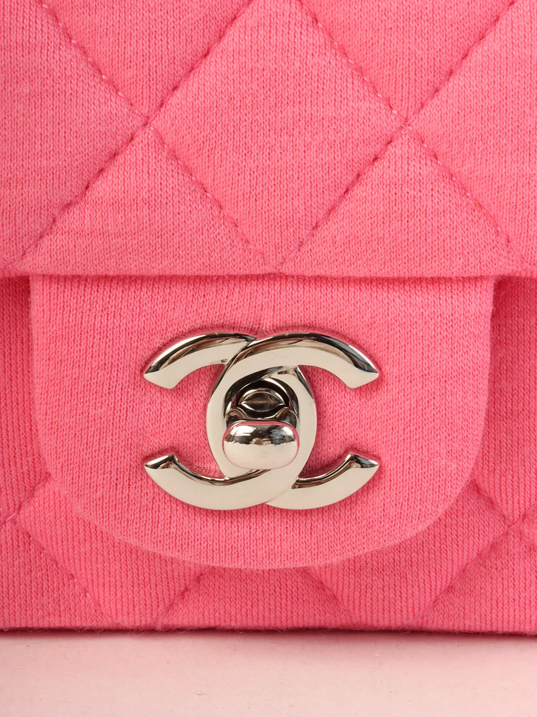 Chanel Around 2014 Made Cotton Turn-Lock Shoulder Bag Pink