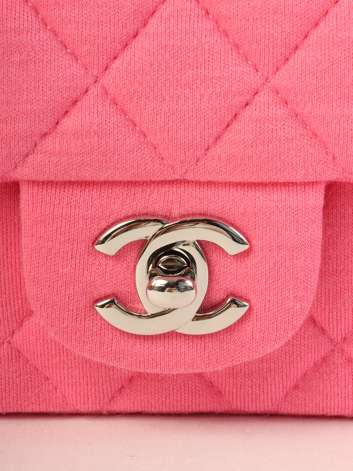 Chanel Around 2014 Made Cotton Turn-Lock Shoulder Bag Pink