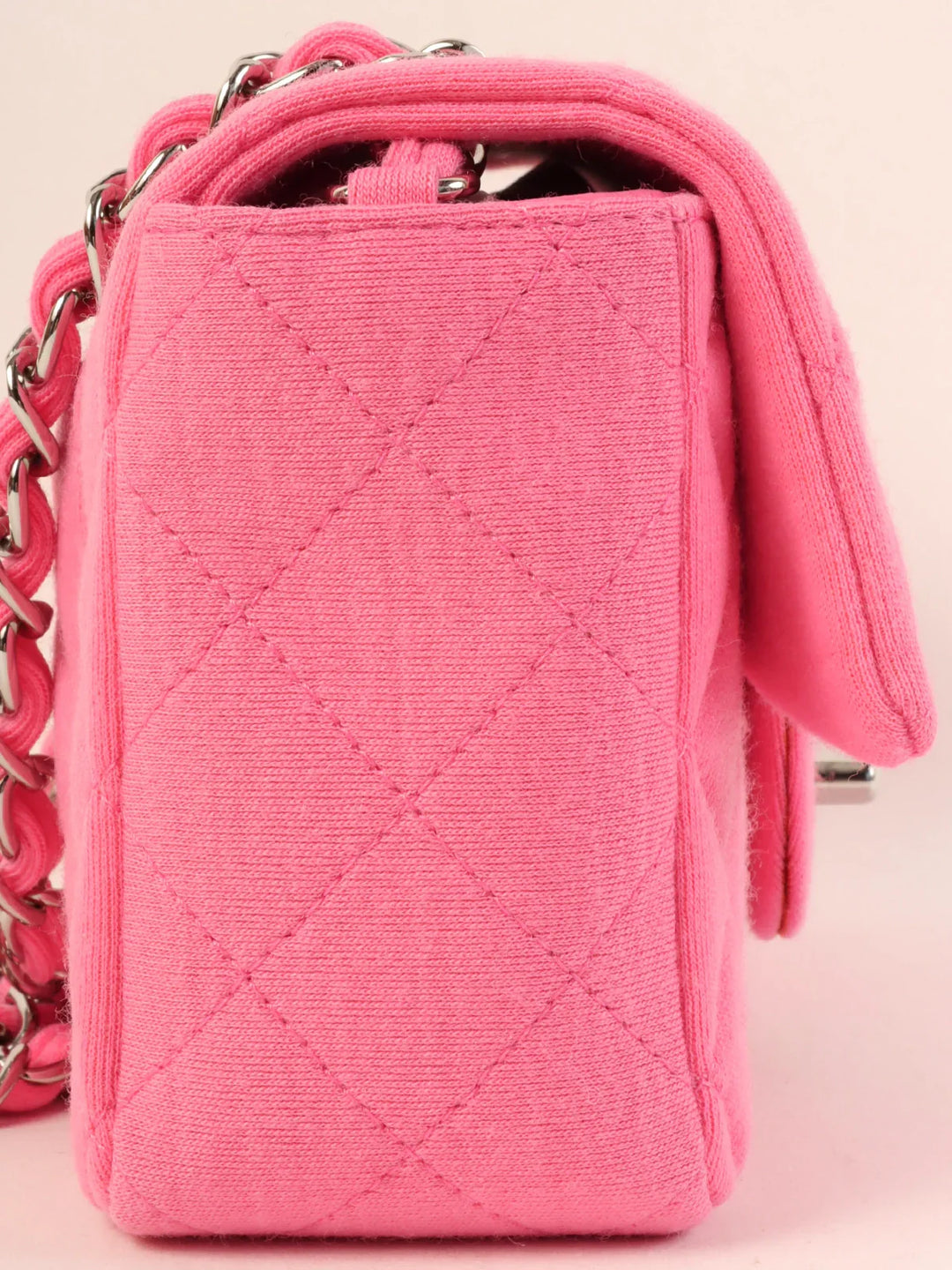 Chanel Around 2014 Made Cotton Turn-Lock Shoulder Bag Pink