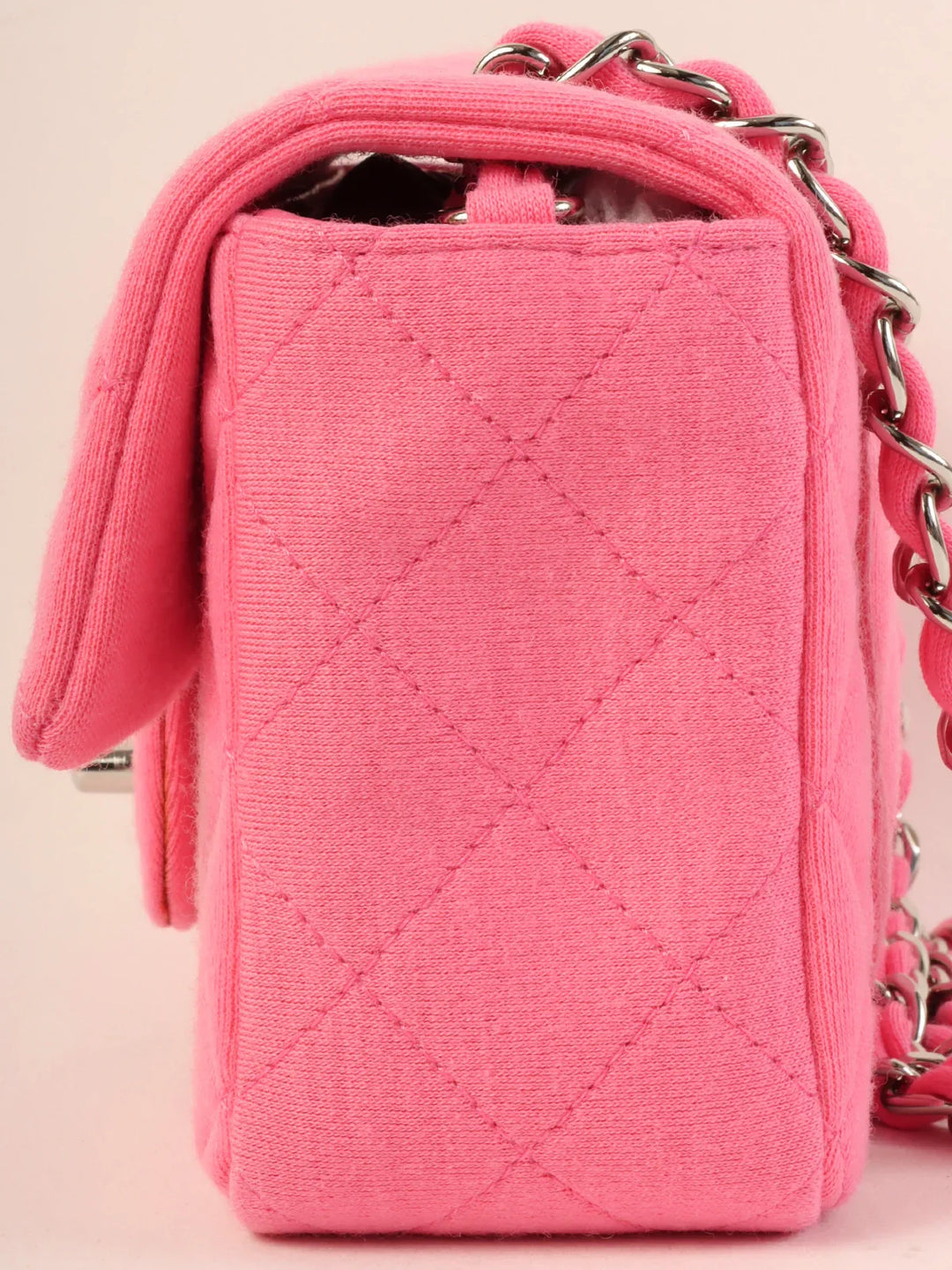 Chanel Around 2014 Made Cotton Turn-Lock Shoulder Bag Pink
