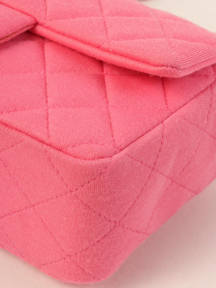 Chanel Around 2014 Made Cotton Turn-Lock Shoulder Bag Pink