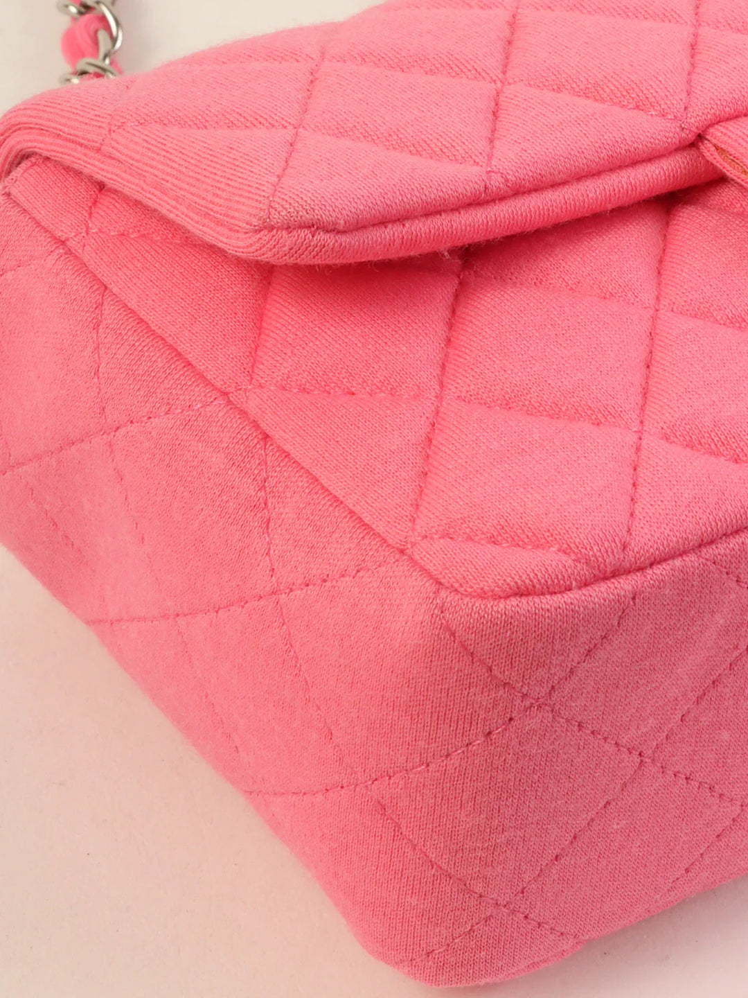 Chanel Around 2014 Made Cotton Turn-Lock Shoulder Bag Pink