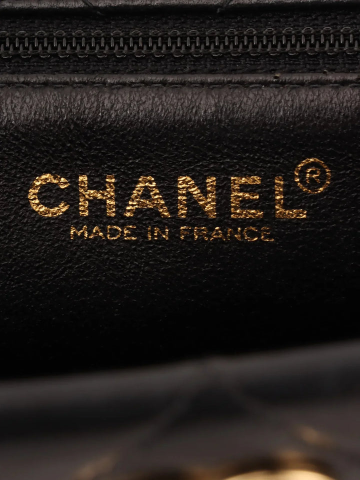 Chanel Around 1998 Made Cc Mark Plate Chain Tote Bag Black