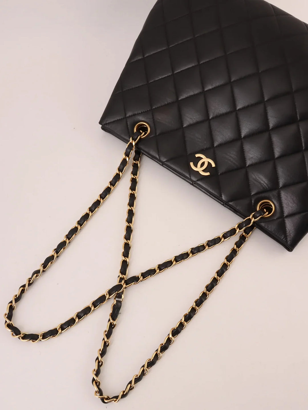 Chanel Around 1998 Made Cc Mark Plate Chain Tote Bag Black