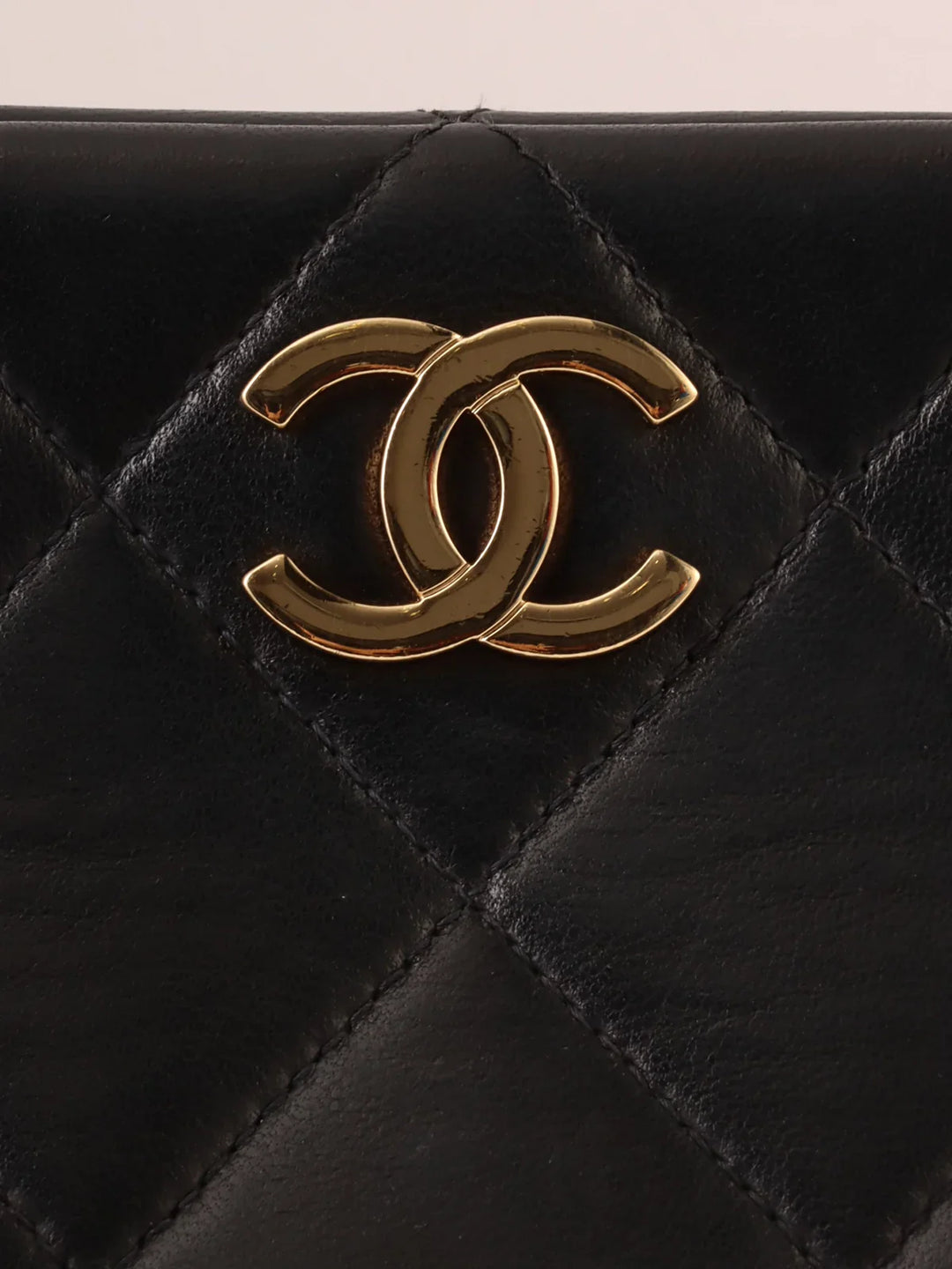 Chanel Around 1998 Made Cc Mark Plate Chain Tote Bag Black