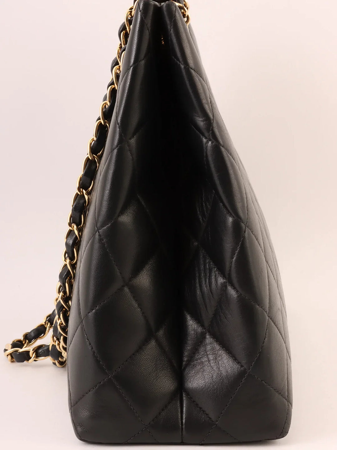 Chanel Around 1998 Made Cc Mark Plate Chain Tote Bag Black