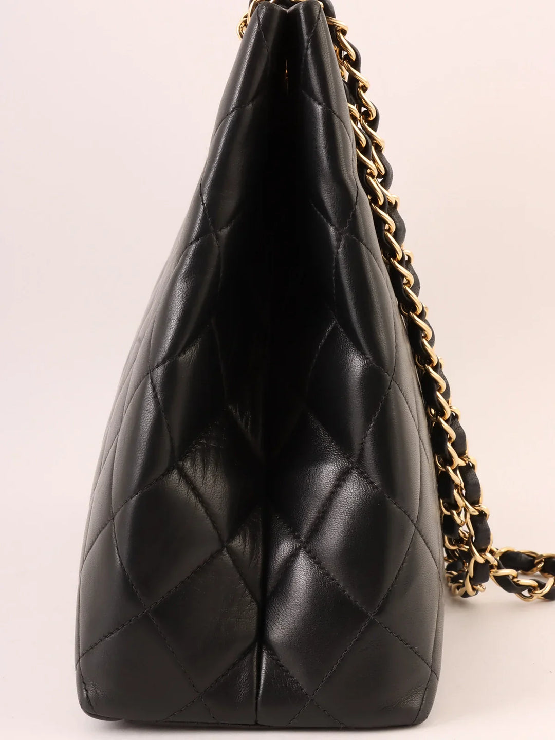 Chanel Around 1998 Made Cc Mark Plate Chain Tote Bag Black