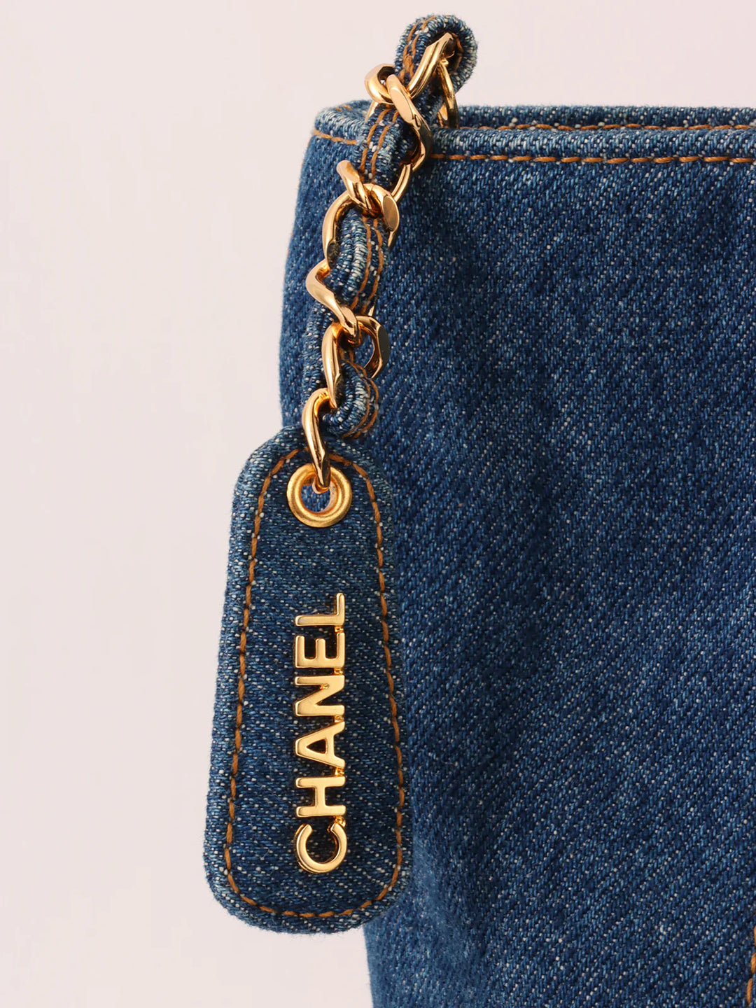 Chanel Around 1997 Made Denim Cc Mark Stitch Tote Bag Indigo