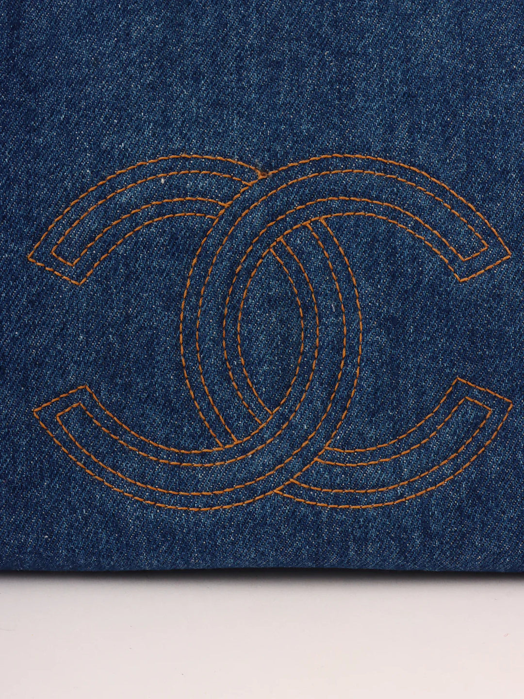 Chanel Around 1997 Made Denim Cc Mark Stitch Tote Bag Indigo