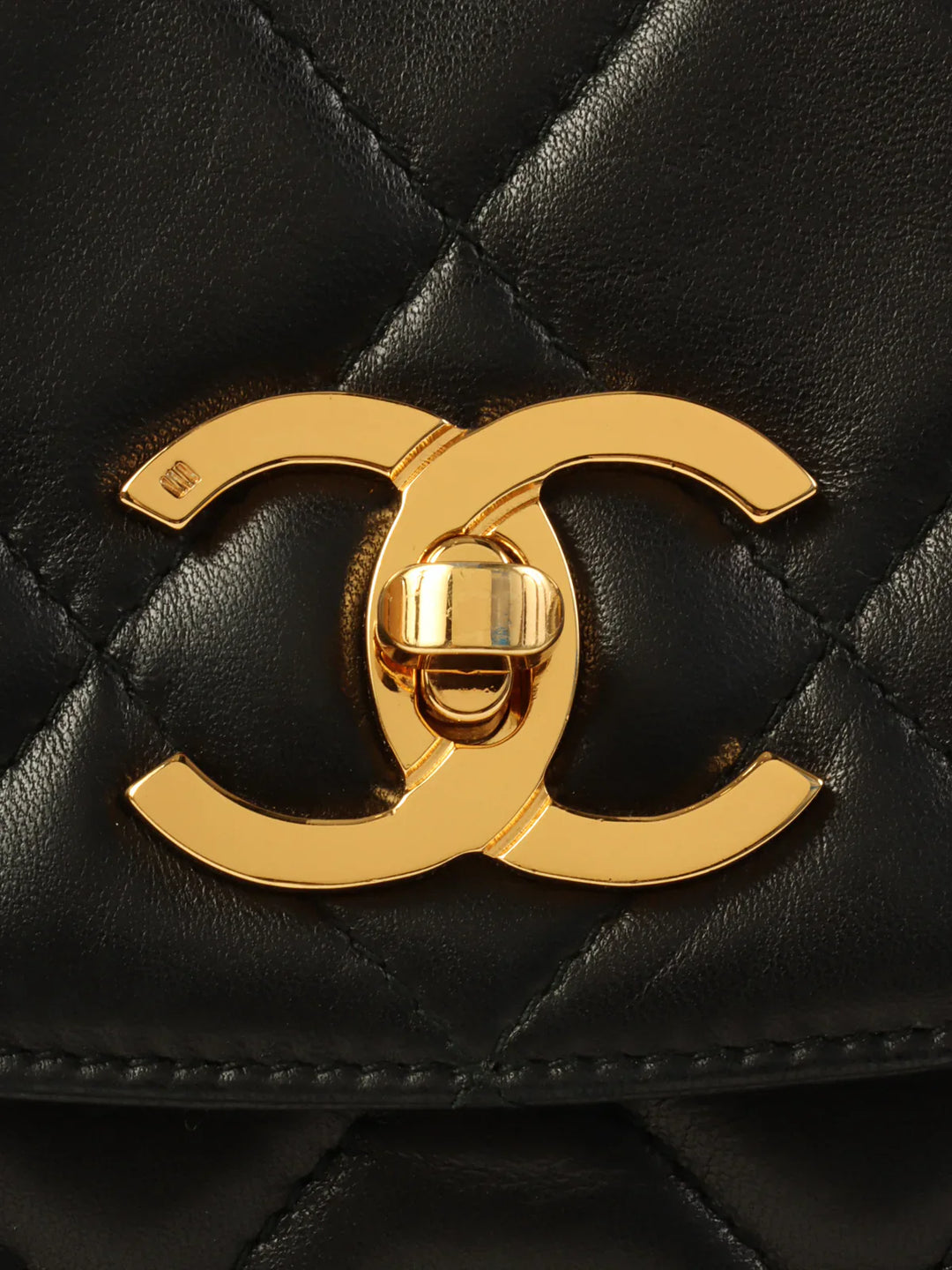 Chanel Around 1995 Made Cc Mark Turn-Lock Shoulder Bag Black