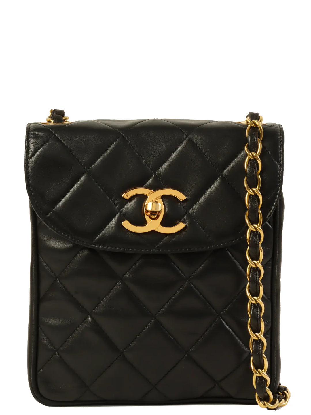 Chanel Around 1995 Made Cc Mark Turn-Lock Shoulder Bag Black