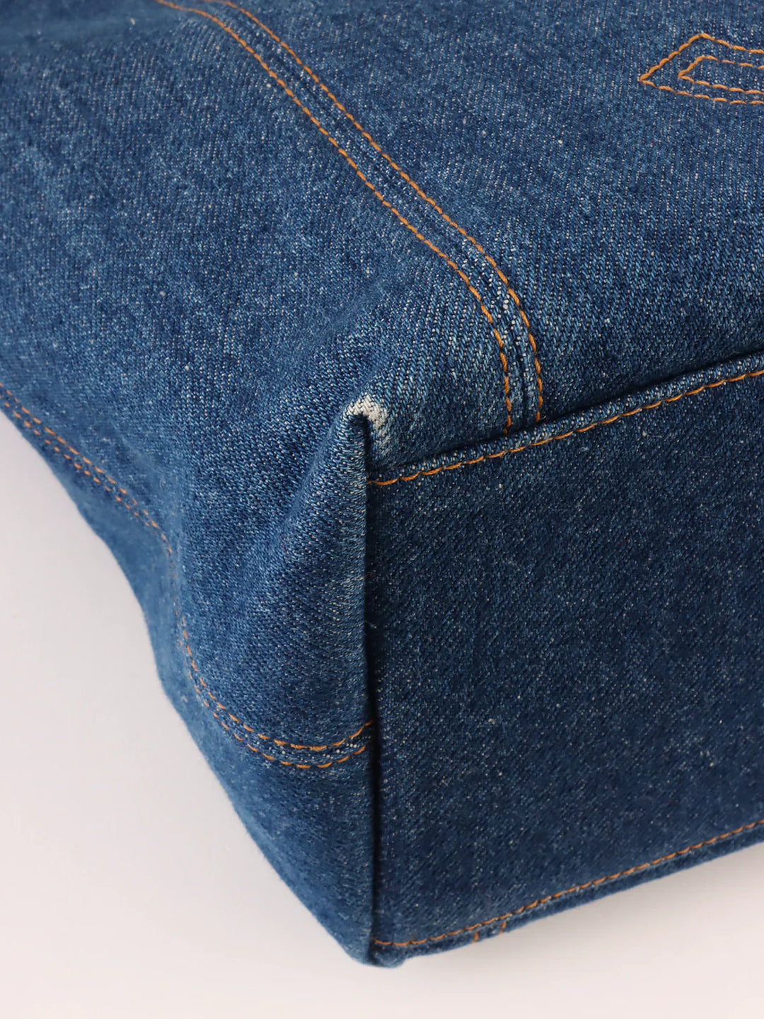 Chanel Around 1997 Made Denim Cc Mark Stitch Tote Bag Indigo