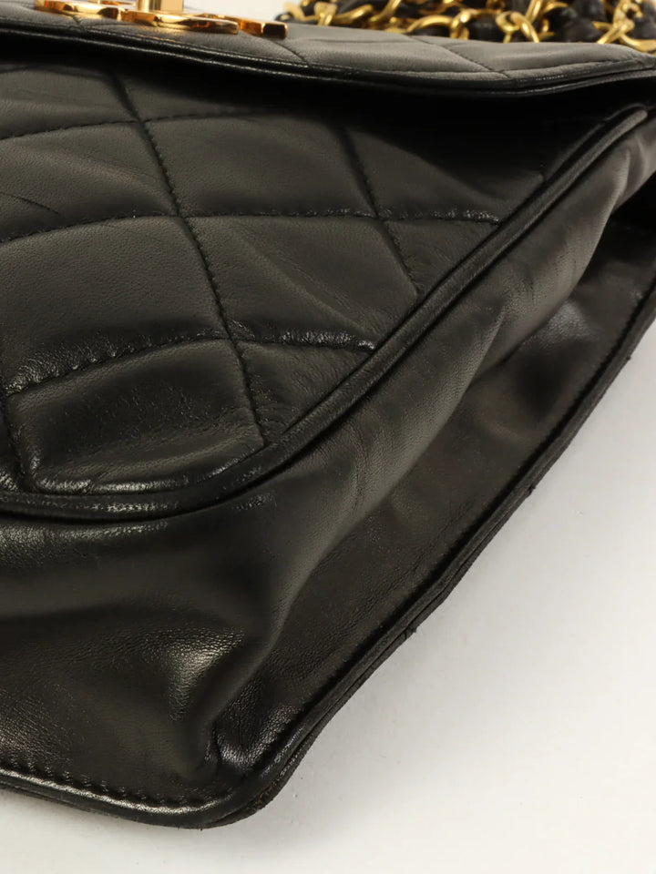 Chanel Around 1995 Made Cc Mark Turn-Lock Shoulder Bag Black