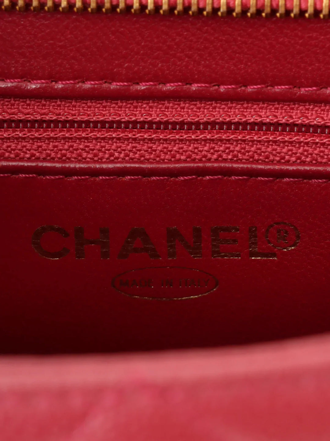 Chanel Around 2000 Made Caivar Skin Cc Mark Stitch Revival Tote Bag Red