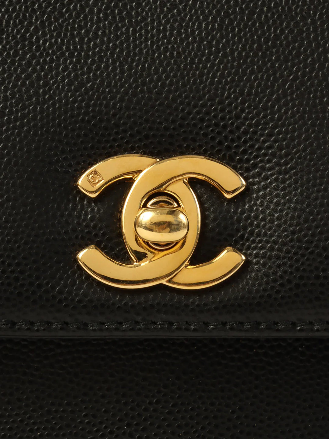 Chanel Around 1998 Made Caviar Skin Turn-Lock Twist Shoulder Bag Black