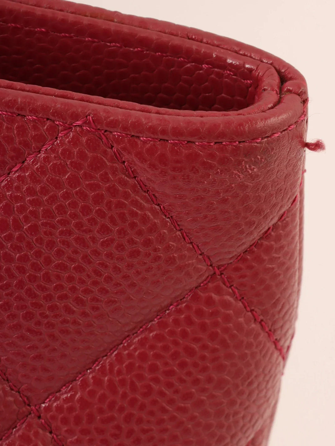 Chanel Around 2000 Made Caivar Skin Cc Mark Stitch Revival Tote Bag Red