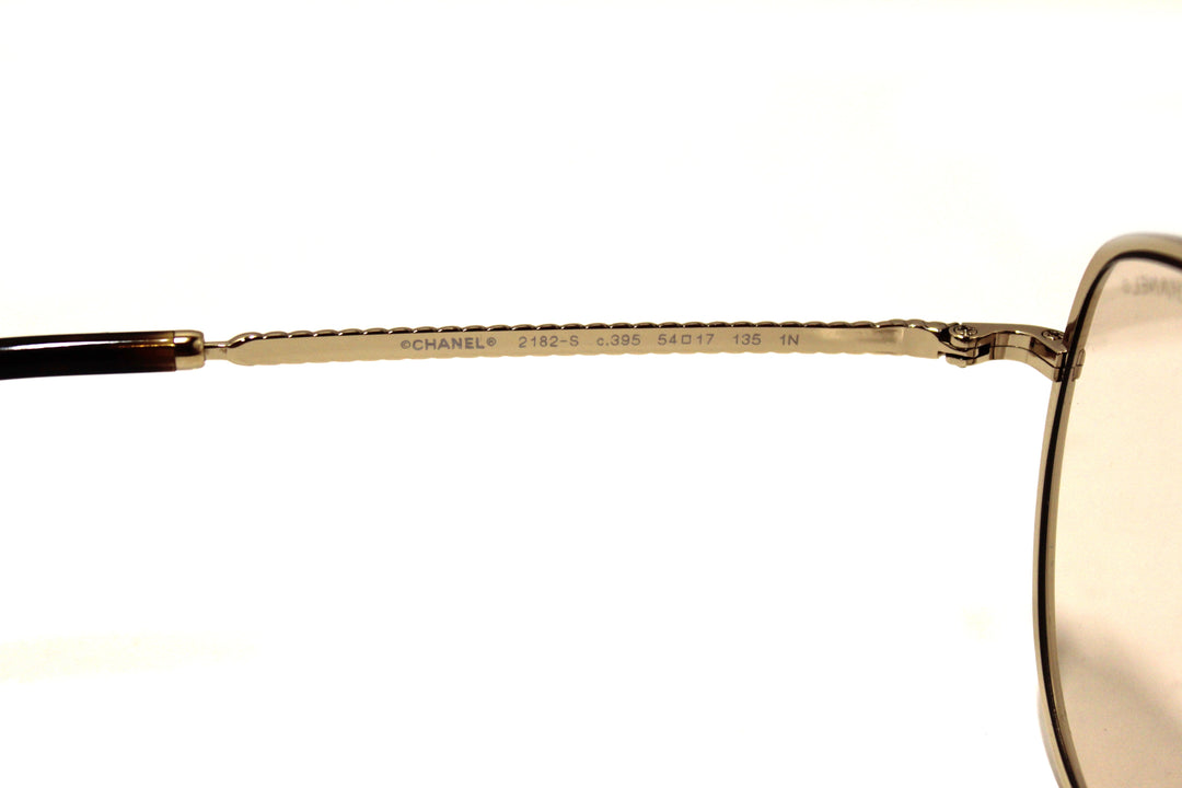 Top Quality Chanel Light Gold-Tone Chain Oversize Sunglasses