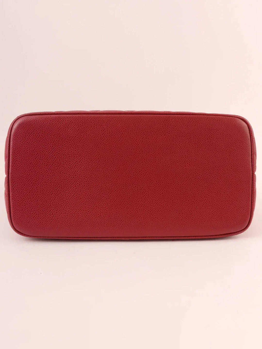 Chanel Around 2000 Made Caivar Skin Cc Mark Stitch Revival Tote Bag Red