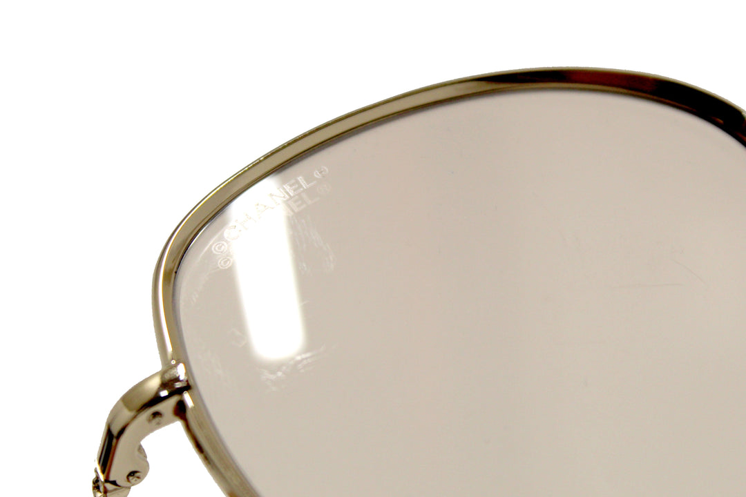 Top Quality Chanel Light Gold-Tone Chain Oversize Sunglasses