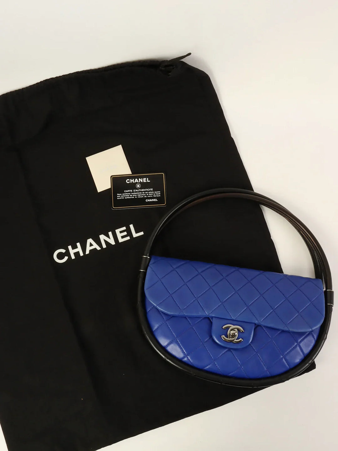 Chanel Around 2014 Made Hula Hoop Top Handle Bag Blue/Black