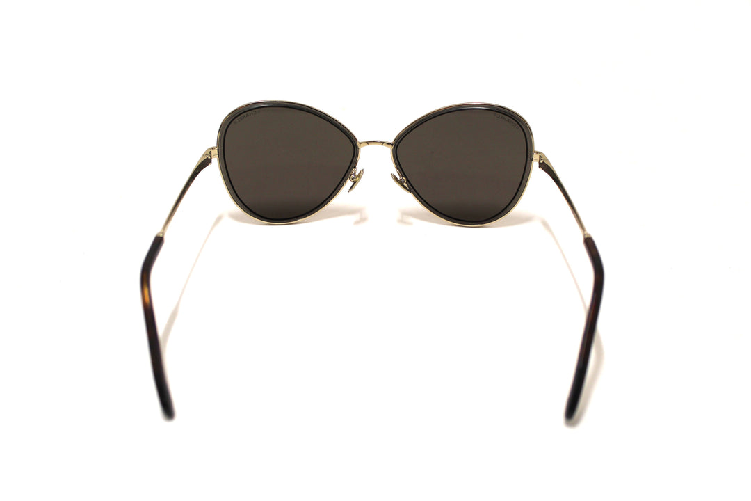 Top Quality Chanel Black and Gold Oversize Sunglasses