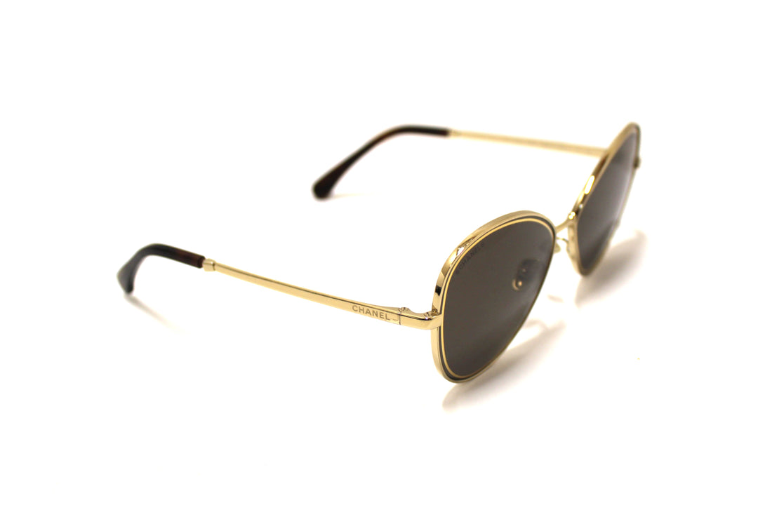 Top Quality Chanel Black and Gold Oversize Sunglasses