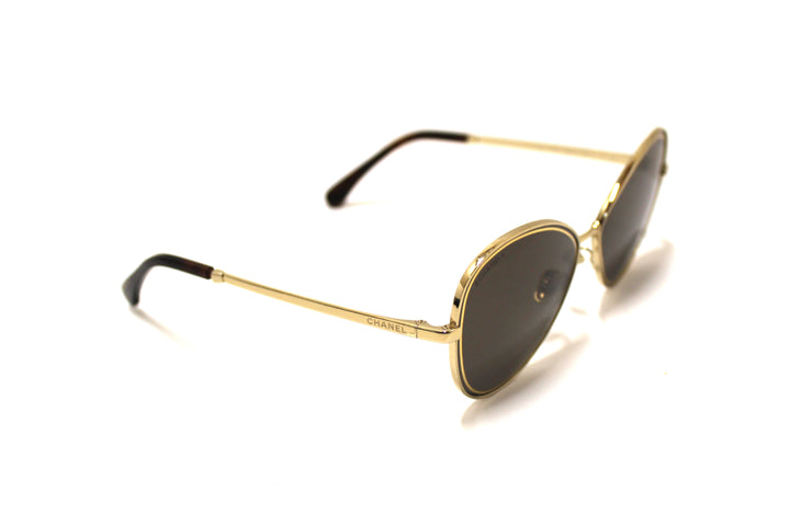 Top Quality Chanel Black and Gold Oversize Sunglasses
