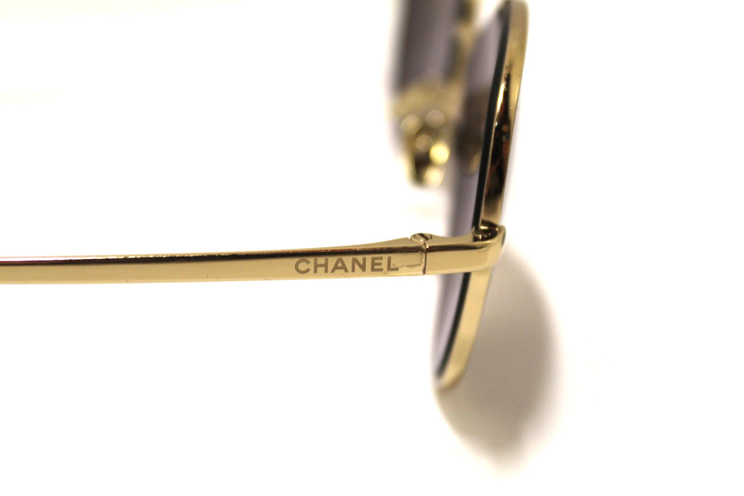 Top Quality Chanel Black and Gold Oversize Sunglasses