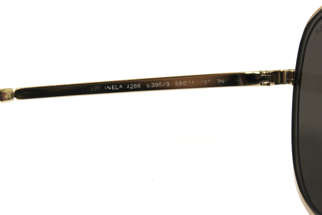 Top Quality Chanel Black and Gold Oversize Sunglasses