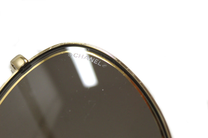 Top Quality Chanel Black and Gold Oversize Sunglasses