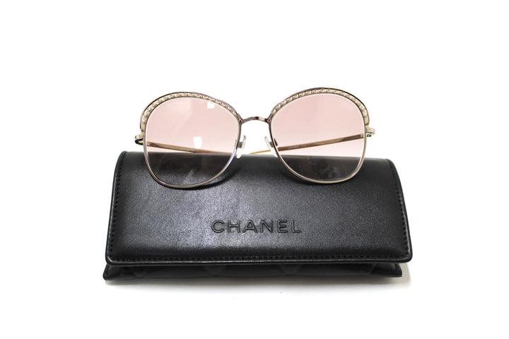 Top Quality Chanel Light Gold-Tone Pearl Round Sunglasses