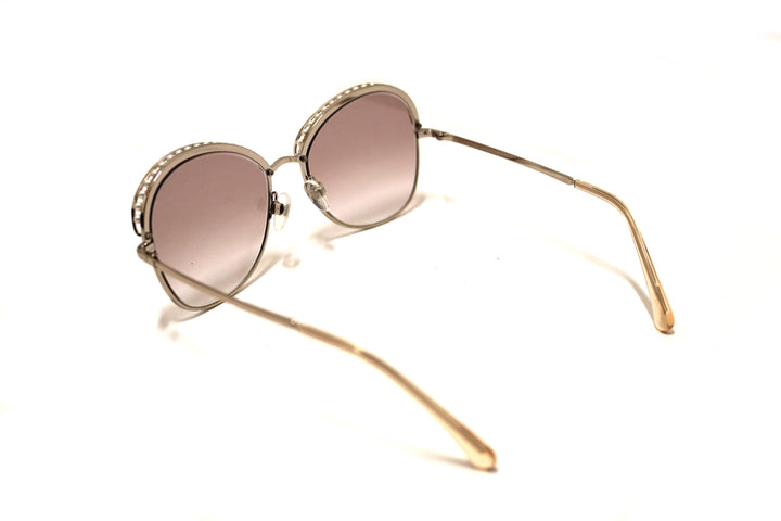 Top Quality Chanel Light Gold-Tone Pearl Round Sunglasses