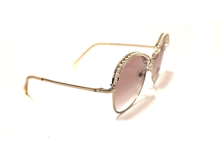 Top Quality Chanel Light Gold-Tone Pearl Round Sunglasses