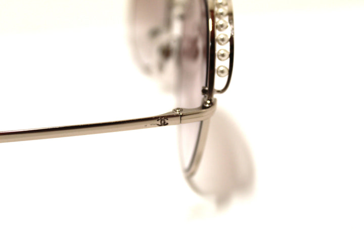 Top Quality Chanel Light Gold-Tone Pearl Round Sunglasses