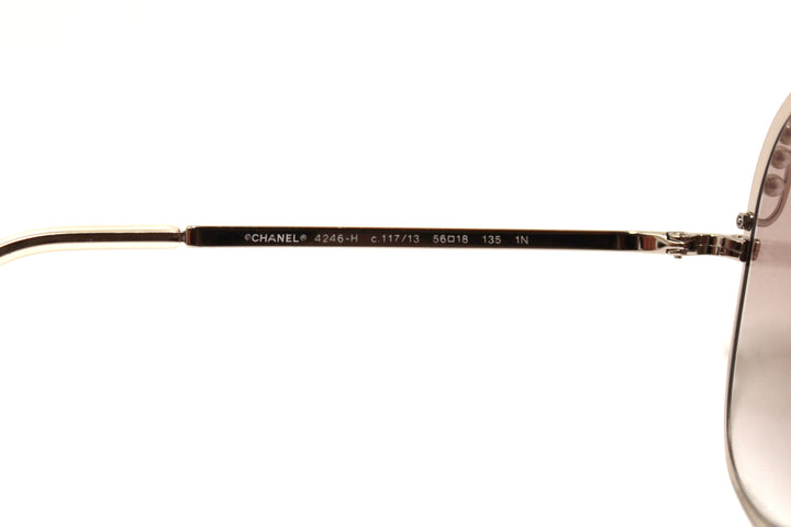 Top Quality Chanel Light Gold-Tone Pearl Round Sunglasses
