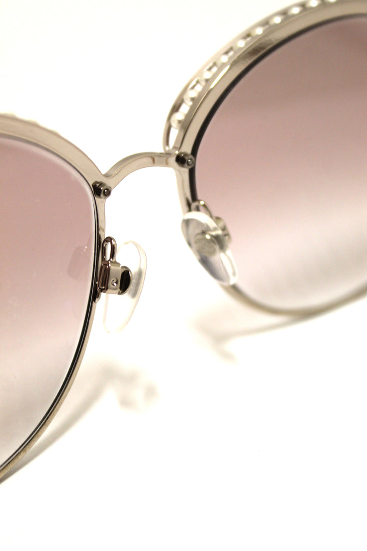Top Quality Chanel Light Gold-Tone Pearl Round Sunglasses