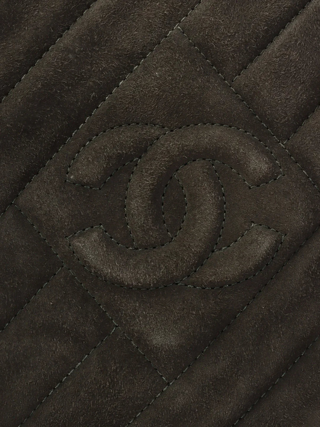 Chanel Around 1995 Made Suede Cc Mark Stitch Tassel Chain Shouder Bag Gray
