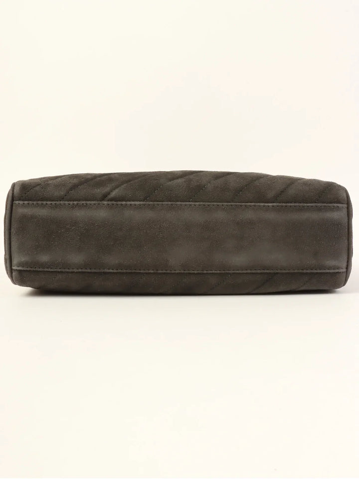 Chanel Around 1995 Made Suede Cc Mark Stitch Tassel Chain Shouder Bag Gray