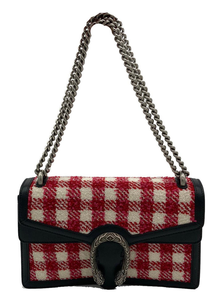 CHRISTIAN Top quality Dior Vichy Wool Tweed Small Dionysus Shoulder Bag