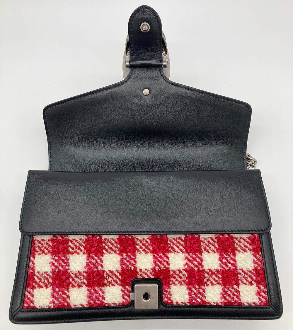CHRISTIAN Top quality Dior Vichy Wool Tweed Small Dionysus Shoulder Bag