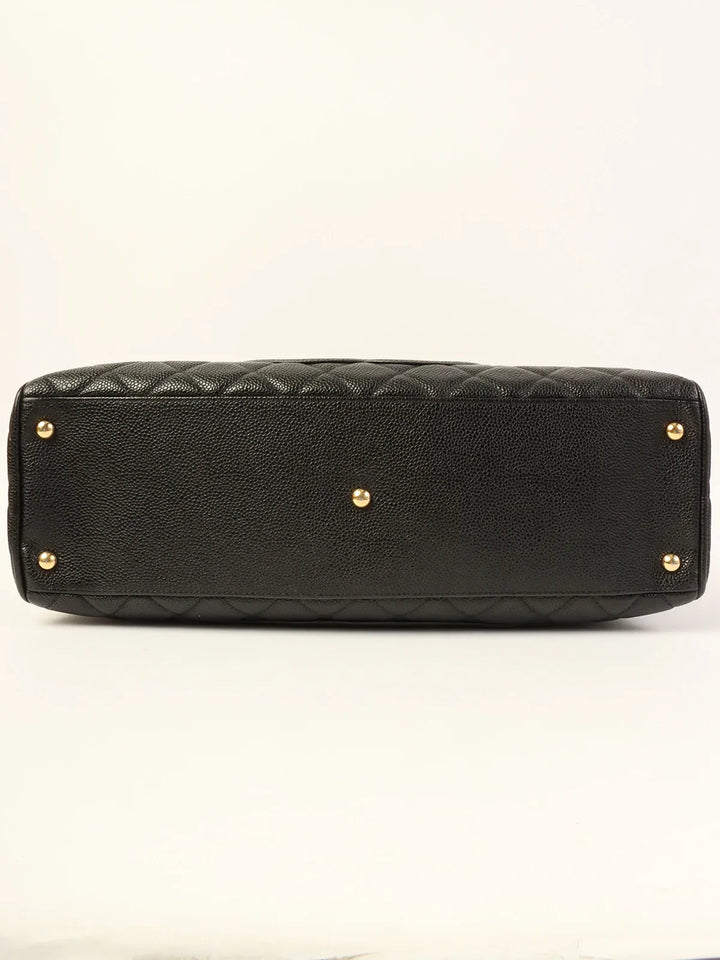 Chanel Around 2003 Made Caviar Skin Cc Mark Stitch Boston Bag Black