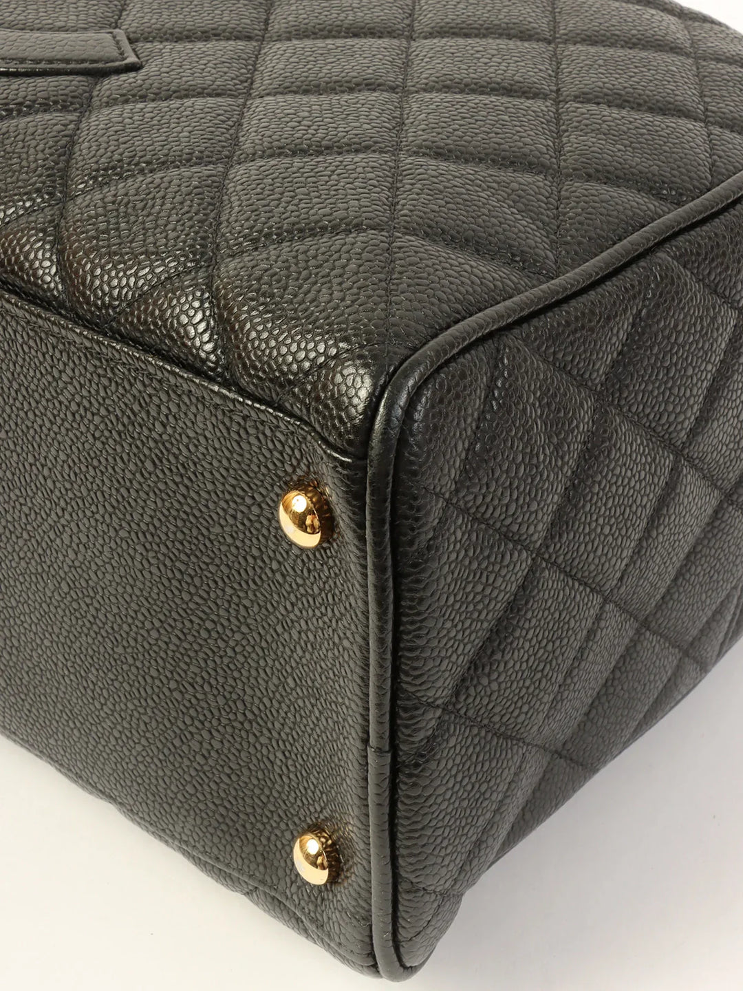 Chanel Around 2003 Made Caviar Skin Cc Mark Stitch Boston Bag Black
